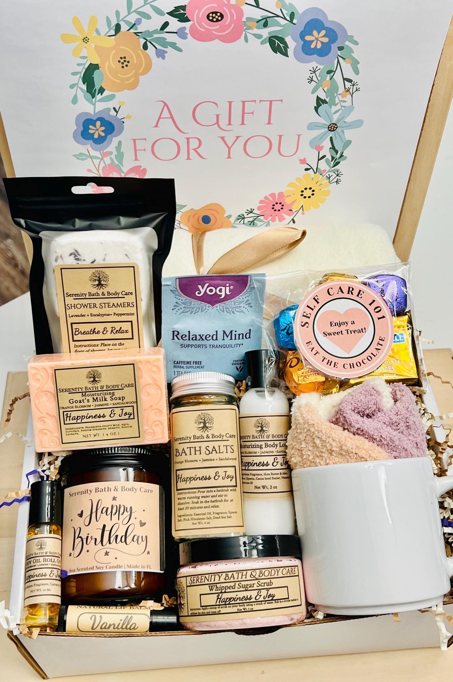 Self Care Box with Chocolate, Birthday Gifts, Thank you Gifts, New Mom Gifts, Best Friend Gifts, Coworker Gifts, Thinking of you