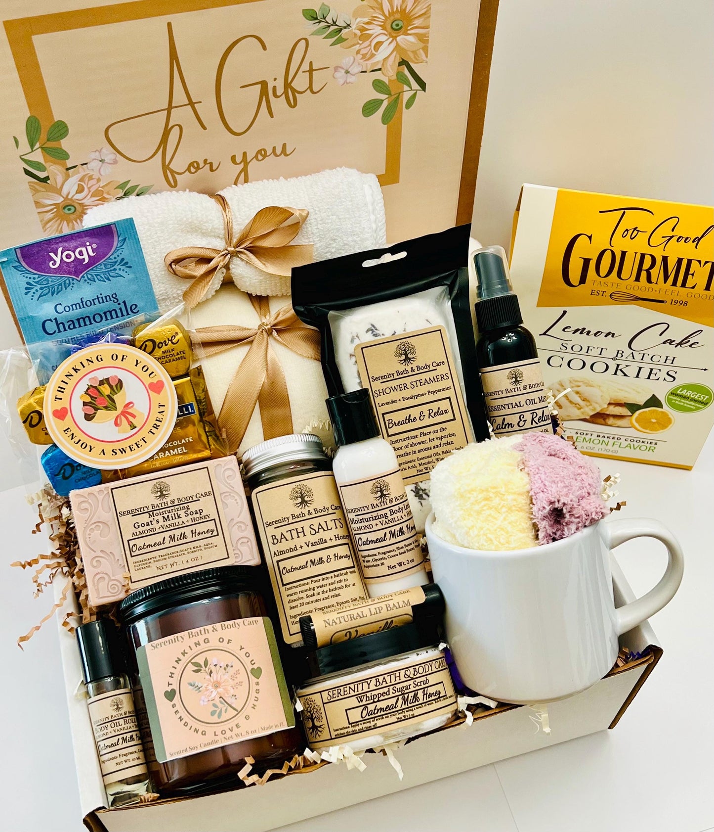 Comforting Sympathy Spa Basket, Bereavement Self-Care Package for Grief Support and Healing, Recovery, Condolence Comfort, Sending Hugs, Thinking of You