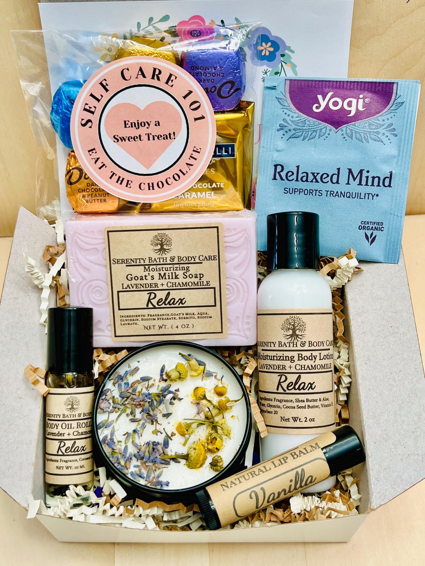 Mini Self Care Box with Chocolate, Birthday Gifts, Thank you Gifts, New Mom Gifts, Best Friend Gifts, Coworker Gifts, Thinking of you
