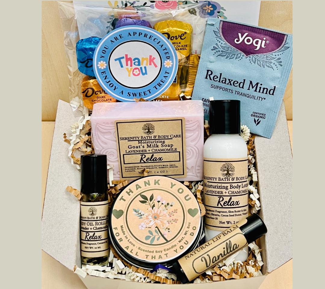 Mini Self Care Box with Chocolate, Birthday Gifts, Thank you Gifts, New Mom Gifts, Best Friend Gifts, Coworker Gifts, Thinking of you
