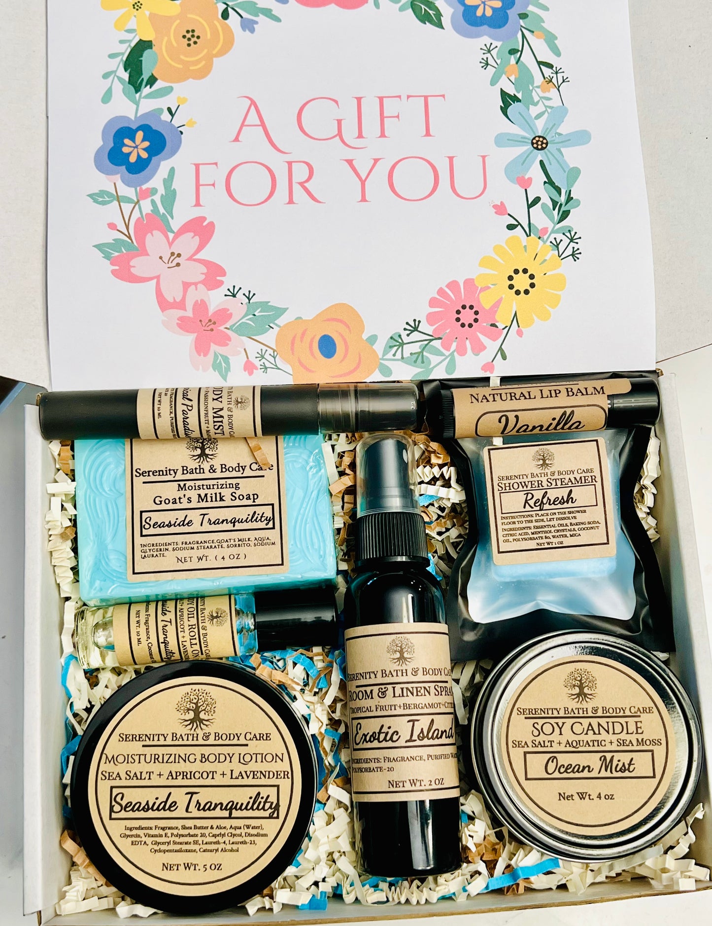 Seaside Tranquility Summer Gift Box, Spa Gift Set for Beach Lovers, Ideal Bridesmaid & Honeymoon Gift, Birthday Gift for Her