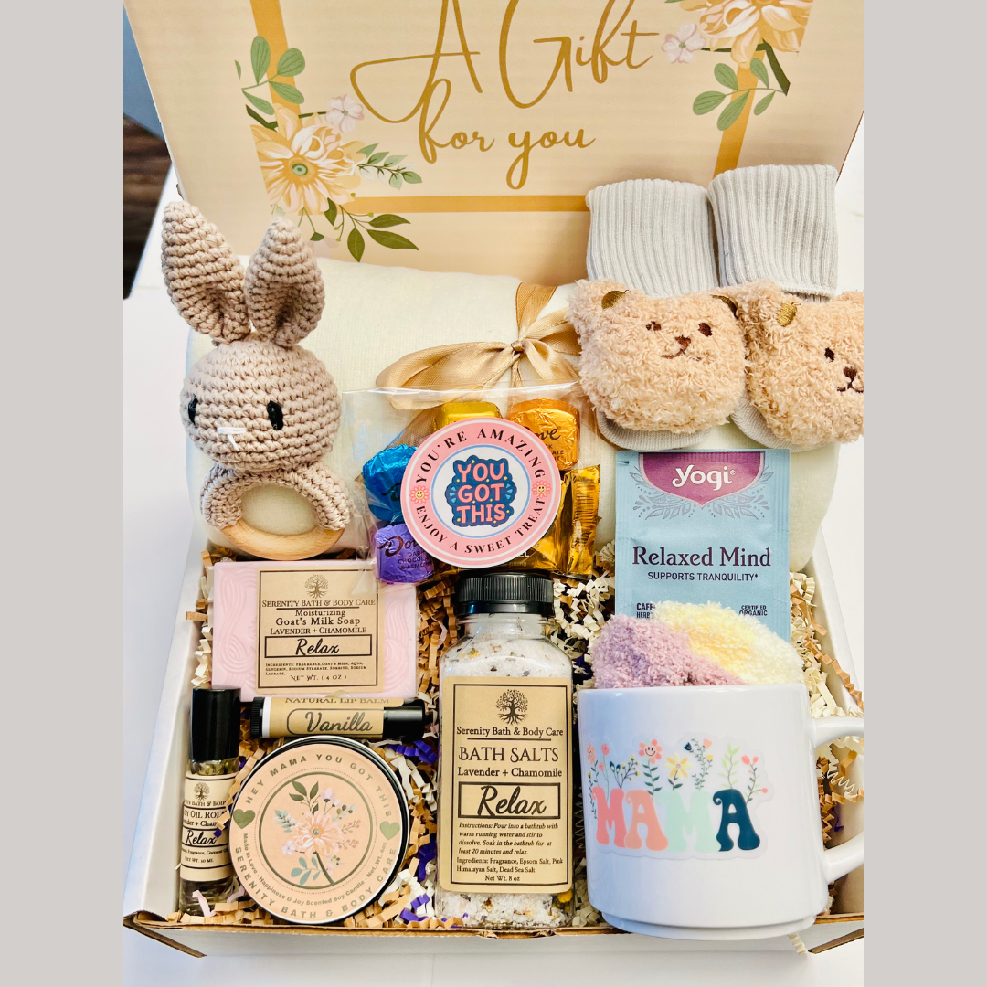 New Mom Spa Gift Box, New Baby Gift, Pregnancy Gift, Baby Shower Gift, Self Care Gift for New Mom, Pamper Gift for Her, Congrats Mom Gift