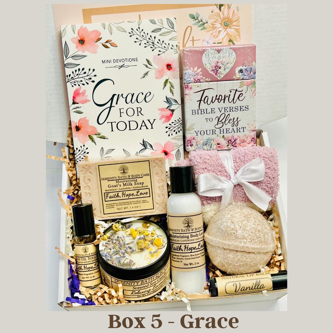 Christian Gifts for Women, Religious Gifts, Faith Gifts, Inspirational Devotional Gift Box for Women, Bible Verse Cards, Grace & Hope for Today Self Care Gift for Mom, Sister, Daughter, Best Friend