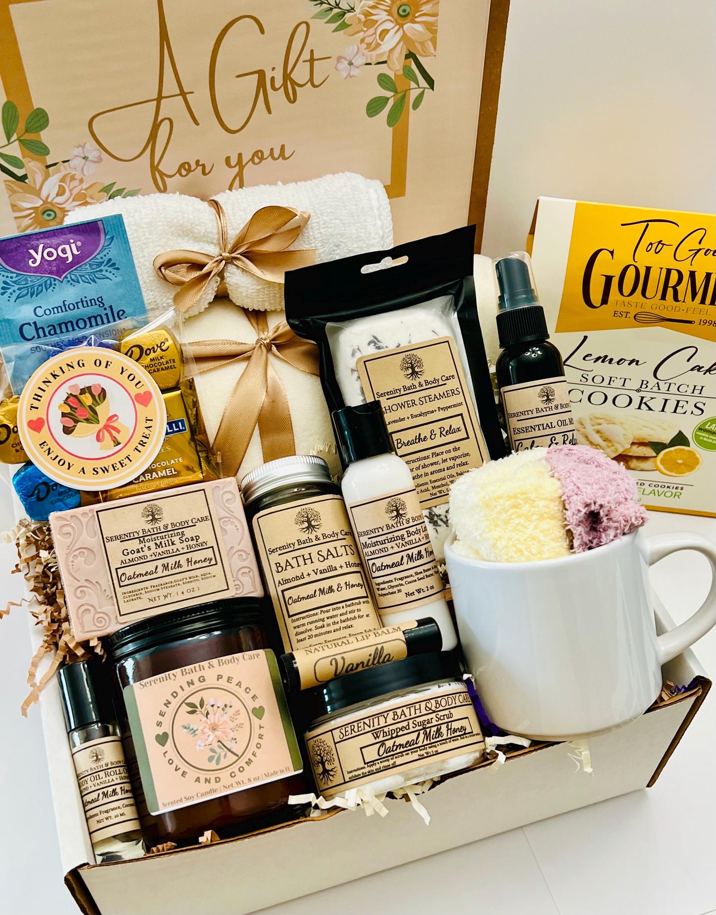 Comforting Sympathy Spa Basket, Bereavement Self-Care Package for Grief Support and Healing, Recovery, Condolence Comfort, Sending Hugs, Thinking of You