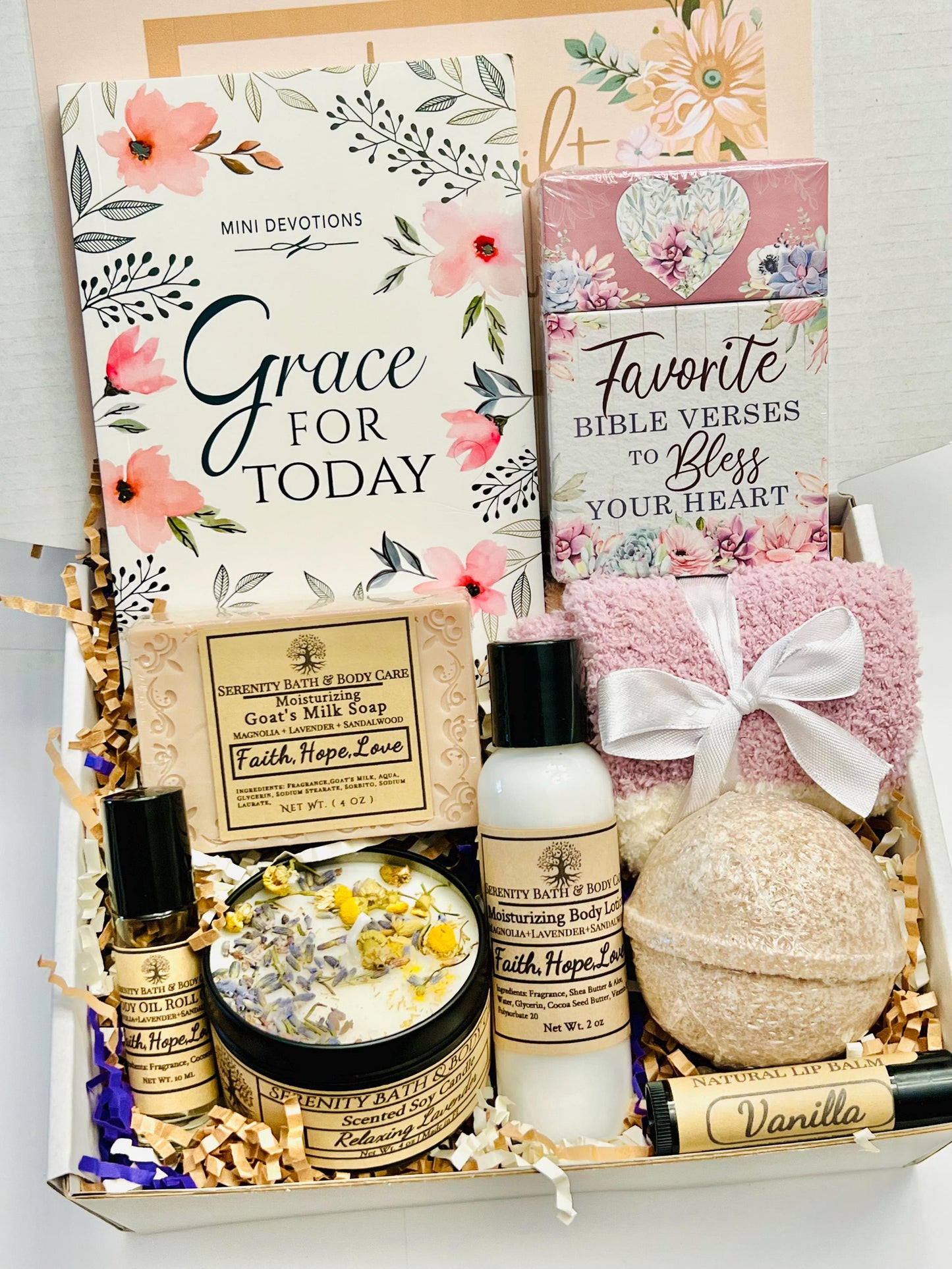 Christian Gift Box, Inspirational Devotional Spa Gift Box, Self Care Package for Women, Birthday Gift Box, Thinking of you, Gift for Her