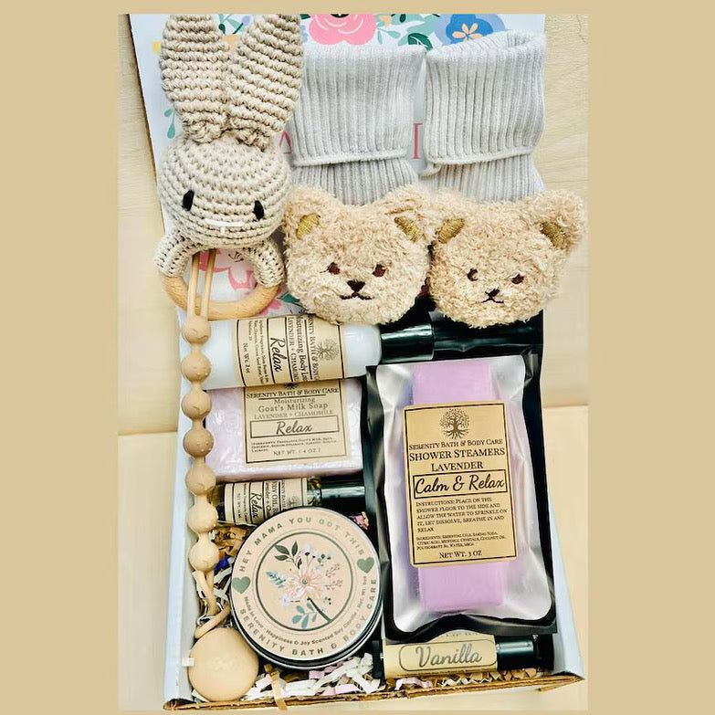 New Mom & Baby Gift Box, Pregnancy Gift, Baby Shower Gift, Self Care Gift for New Mom, Pamper Gift for Her, Congrats Mom Gift