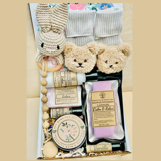 New Mom & Baby Gift Box, Pregnancy Gift, Baby Shower Gift, Self Care Gift for New Mom, Pamper Gift for Her, Congrats Mom Gift