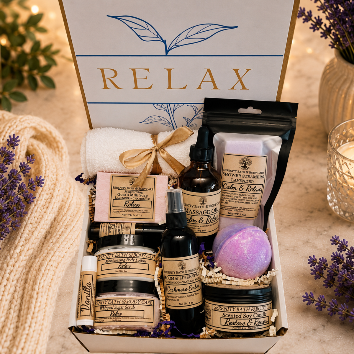 Spa Gift Box for Women | Christmas Gift for Women | Luxury Relaxation Gift Basket | Birthday Gift for Her | Pamper Gift Box | Stress Relief Care Package