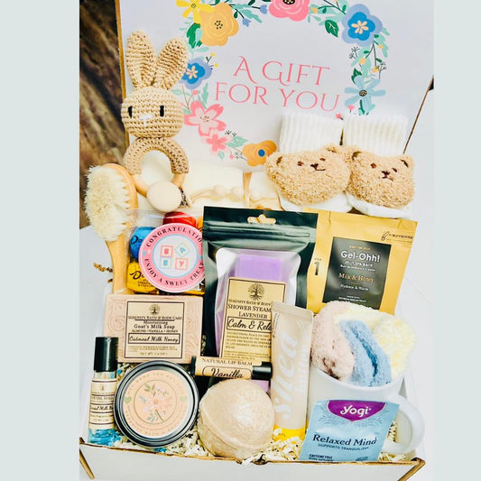 Deluxe New Mom & Baby Gift Box – Pregnancy Self-Care Spa Set for Mom & Baby | Relaxation Gift for Expecting Mothers with Baby Essentials