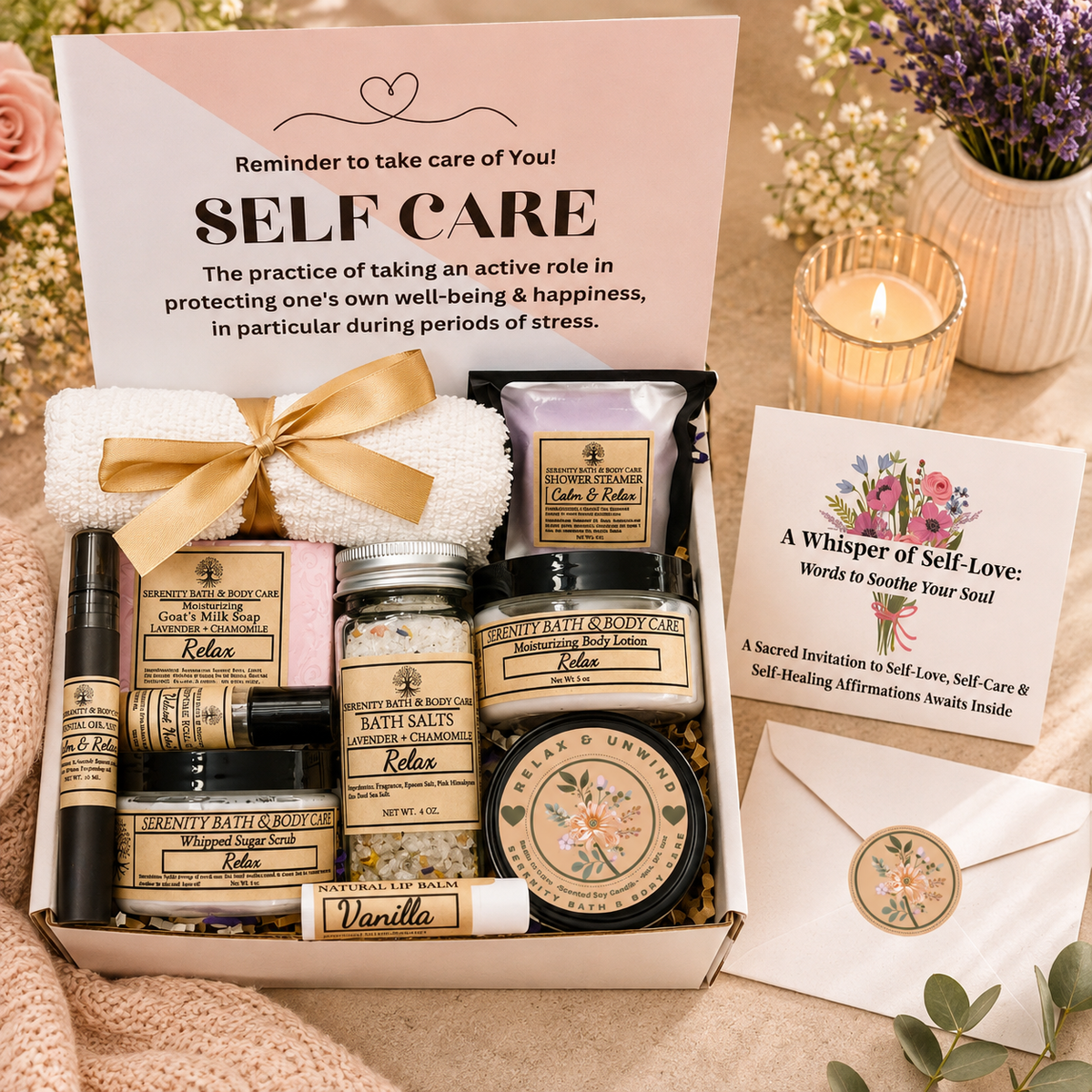 Self Care Spa Gift Box for Women | Christmas Gift for Women | Relaxation Gift Basket | Birthday Gift for Her | Thinking of You Gift