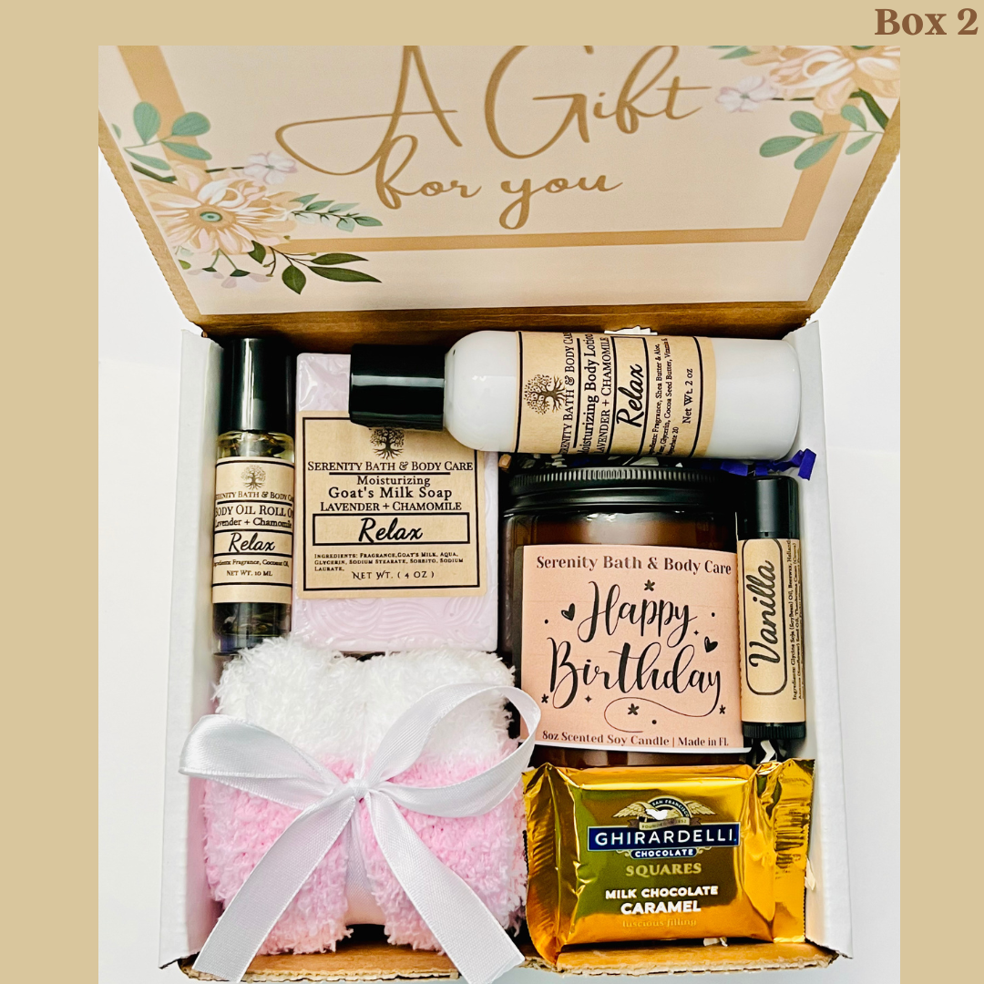 happy birthday gift box, self care gift box, thank you gift box, pamper gift box, 